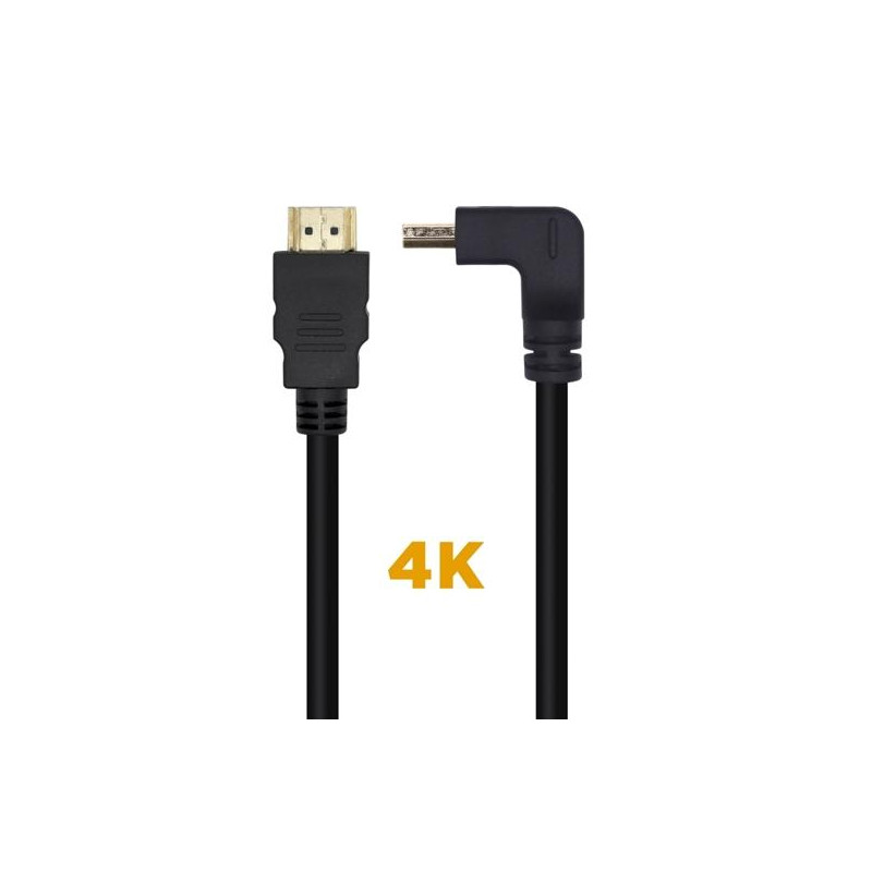 A120-0457 AISENS CABLE HDMI V2.0 ACODADO PREMIUM ALTA VELOCIDAD HEC 4K@60HZ 18GBPS A/M - A/M NEGRO 2M