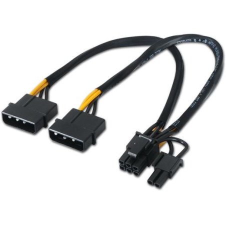 A131-0165 AISENS CABLE TARJETA GRÁFICA 2XMOLEX 4PIN/M - PCI-E (MOLEX 6+2PIN)/M NEGRO 20CM