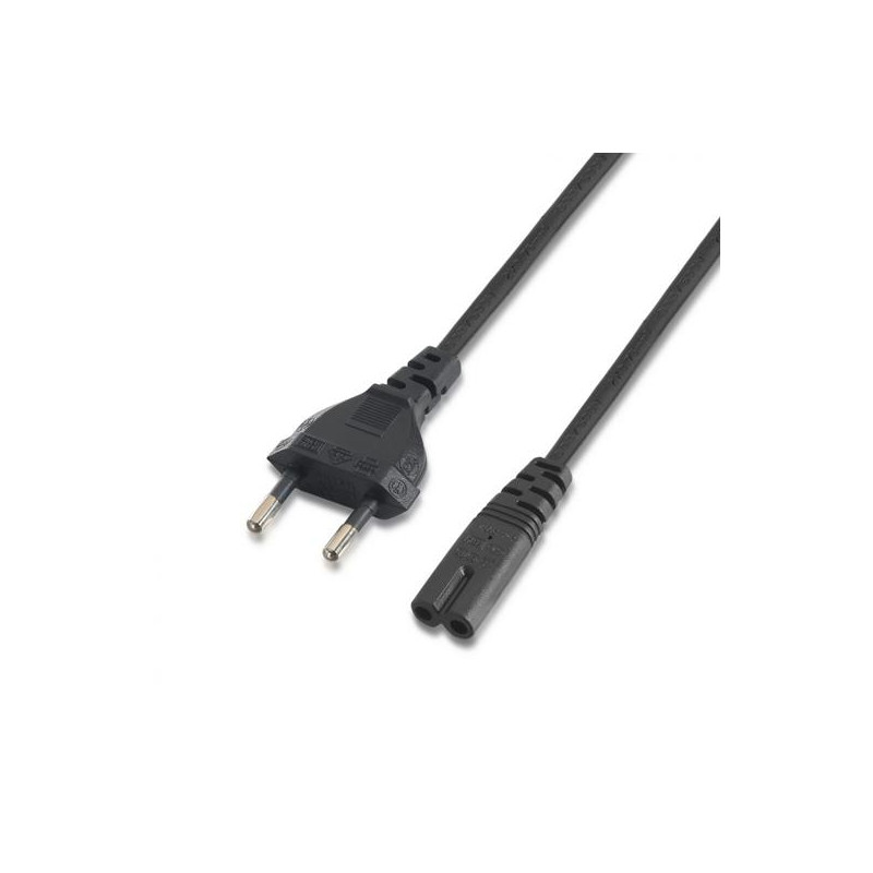 A132-0173 AISENS CABLE ALIMENTACIÓN FORMA 8 CEE7 16/M-C7/H NEGRO 1