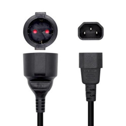 A132-0467 AISENS CABLE ALIMENTACIÓN 16A ADAPTADOR PARA SAIS C14/M A CEE7/H 25CM NEGRO