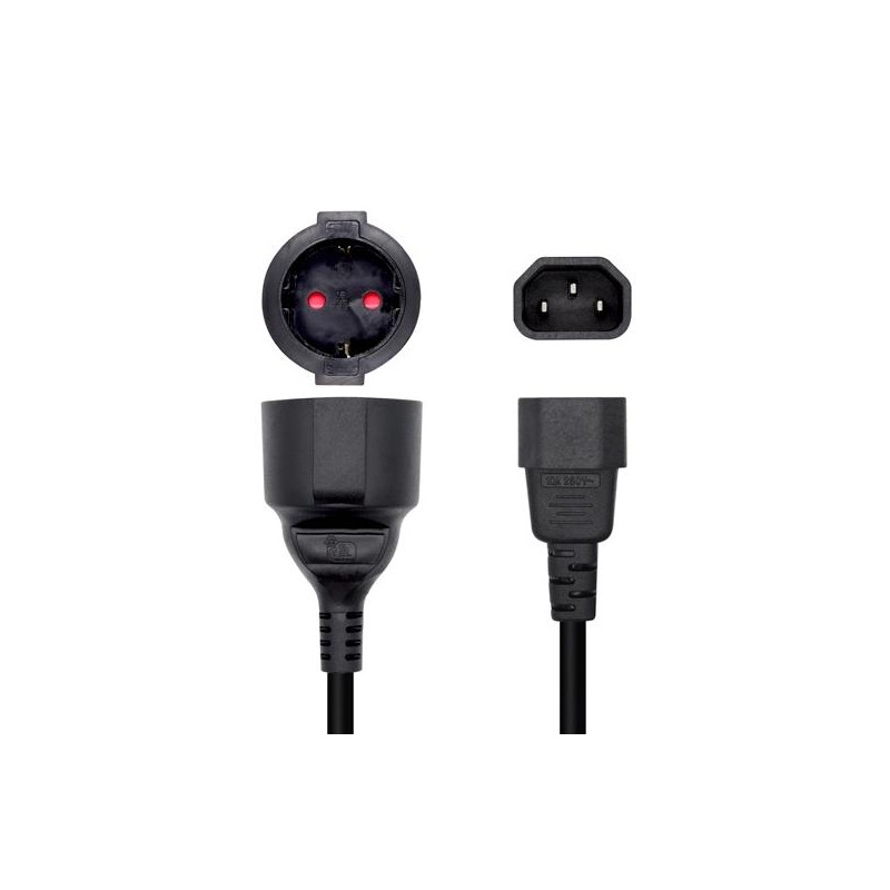 A132-0467 AISENS CABLE ALIMENTACIÓN 16A ADAPTADOR PARA SAIS C14/M A CEE7/H 25CM NEGRO