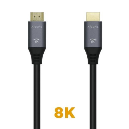 A150-0426 AISENS CABLE HDMI V2.1 PREMIUM ALTA VELOCIDAD HEC 8K@60HZ 48GBPS A/M - A/M GRIS/NEGRO 1