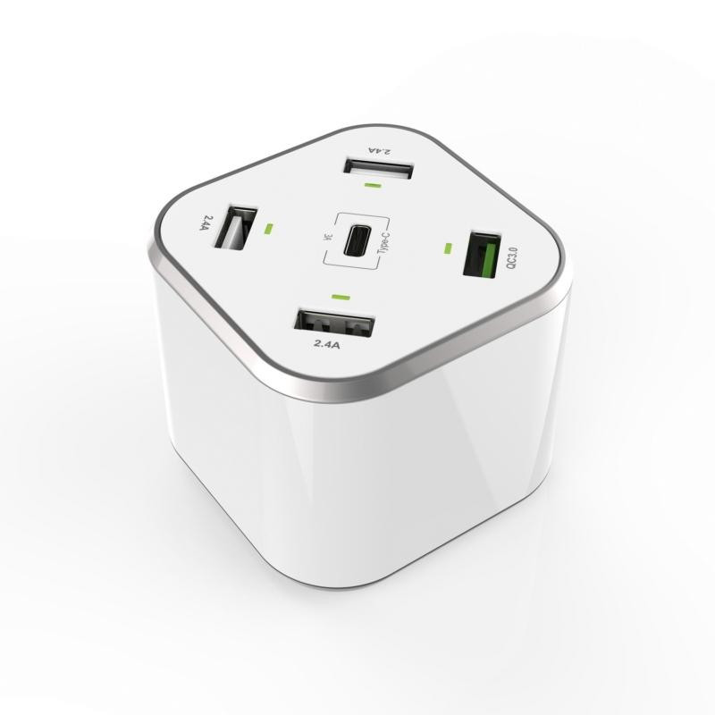 ASCH-5PQC-W AISENS CARGADOR USB 48W 5 PUERTOS 3XUSB-A + 1XUSB-C + 1XUSBQC3.0 BLANCO