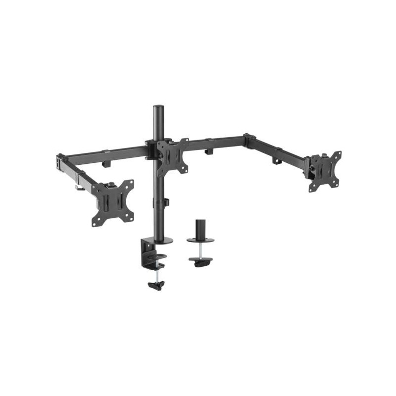 DT27TSR-061 AISENS SOPORTE DE MESA GIRATORIO E INCLINABLE 3 PIVOTES 2 BRAZOS 3 MONITORES (13"-27")