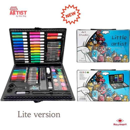 AB-1100 ALEX BOG SET ART STUDIO LITTLE ARTIST 86 PIEZAS PLASTIC BOX C/SURTIDOS