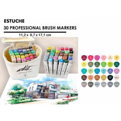 AB-1230 ALEX BOG ROTULADORES CANVAS LUXE PROFESSIONAL BRUSH MARKER DOBLE PUNTA BISELADA/PINCEL C/SURTIDOS ESTUCHE 30 UD