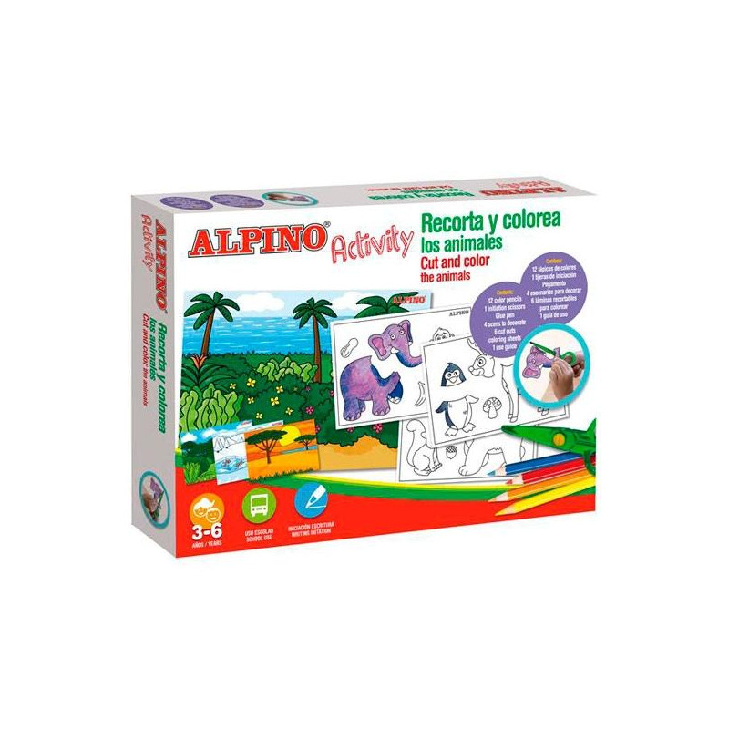 AC000004 ALPINO SET ACTIVITY RECORTA Y COLOREA ANIMALES 3-6 AÑOS C/SURTIDOS