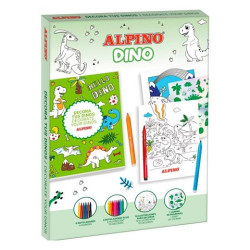 AD000001 ALPINO SET CREATIVO DECOR DINO 14 ROTULADORES + 18 ILUSTRACIONES + PEGATINAS