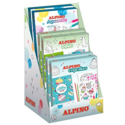 AD000200 ALPINO EXPOSITOR SETS CREATIVOS DINO + AQUARELLE + CUPCAKES