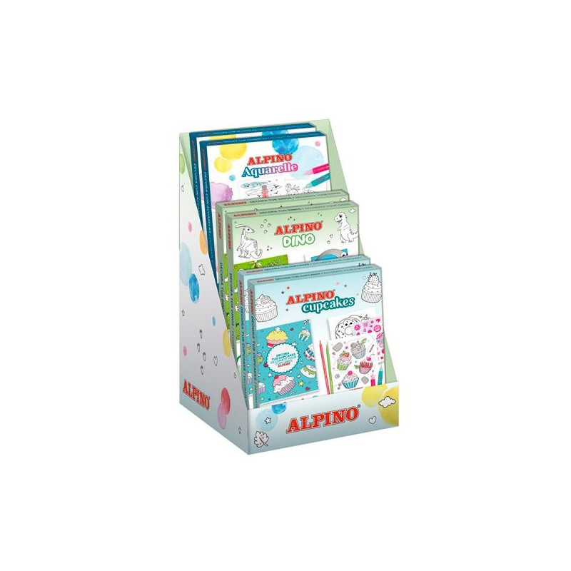 AD000200 ALPINO EXPOSITOR SETS CREATIVOS DINO + AQUARELLE + CUPCAKES