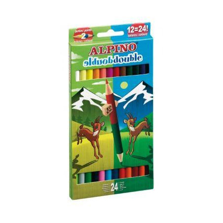 AL000169 ALPINO LÁPICES DE COLORES DOUBLE 177MM DOBLE PUNTA Y COLOR SURTIDOS ESTUCHE 12 UD