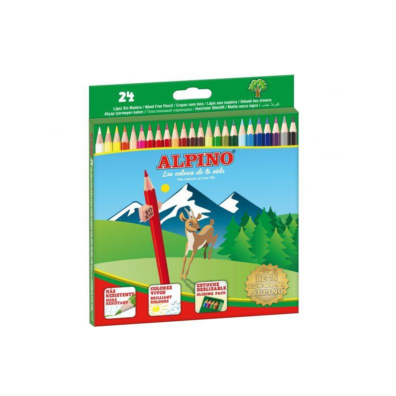 AL010658 ALPINO LÁPICES DE COLORES 175MM C/SURTIDOS ESTUCHE 24 UD