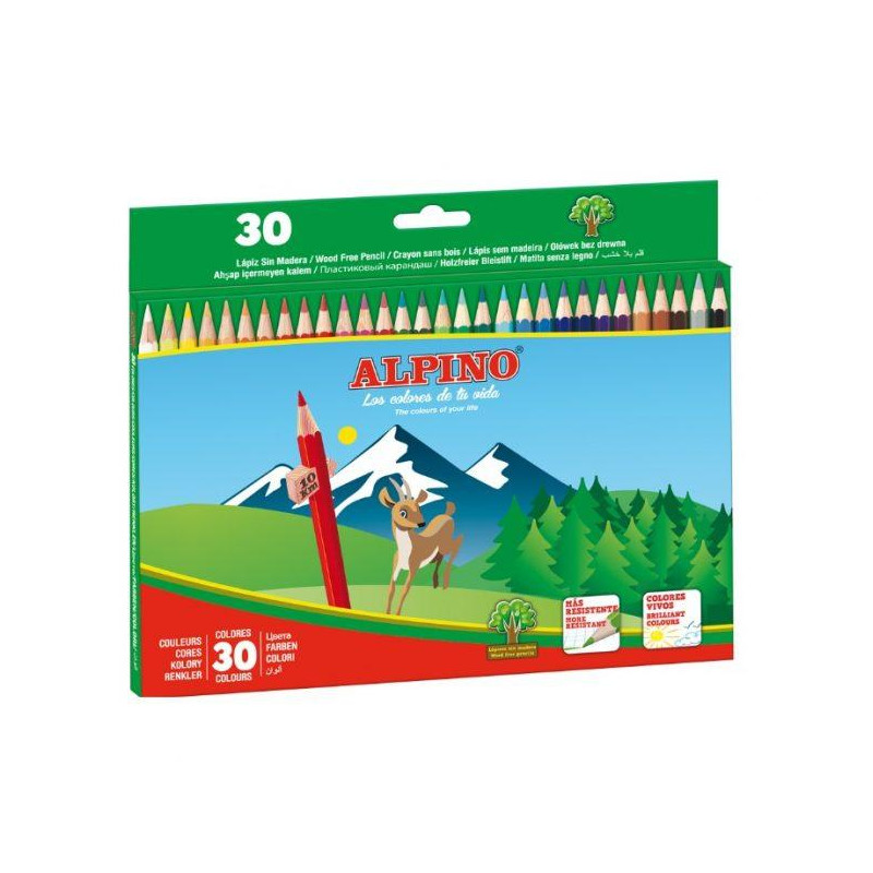 AL010659 ALPINO LÁPICES DE COLORES 175MM C/SURTIDOS ESTUCHE 30 UD