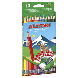 AL013654 ALPINO LÁPICES DE COLORES BORRABLES 177MM C/SURTIDOS ESTUCHE 12 UD