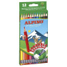 AL013654 ALPINO LÁPICES DE COLORES BORRABLES 177MM C/SURTIDOS ESTUCHE 12 UD