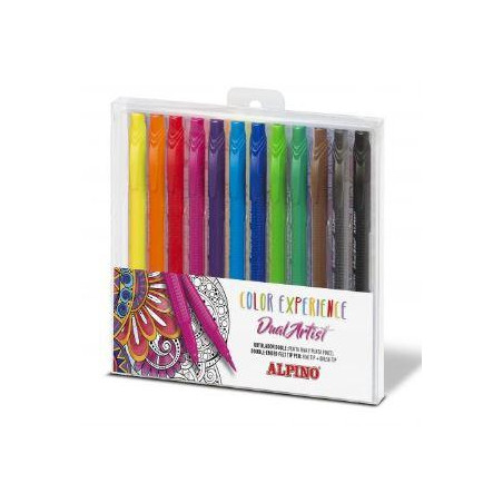 AR000186 ALPINO ROTULADORES COLOR EXPERIENCE DUAL ARTIST DOBLE PUNTA PERFILA/COLOREA C/SURTIDOS ESTUCHE 12 UD