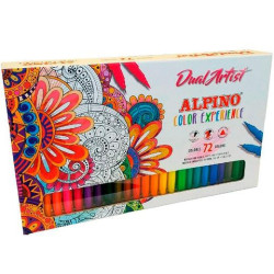 AR000197 ALPINO ROTULADORES DUAL ARTIST COLOR EXPERIENCE DOBLE PUNTA FINA/PINCEL C/SURTIDOS ESTUCHE 72 UD