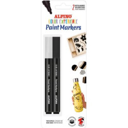 AR000251 ALPINO ROTULADORES CREA PAINT MARKER MULTISUPERFICIES BLANCO Y NEGRO BLÍSTER 2 UD