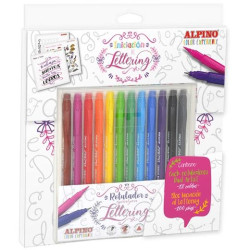 AR001052 ALPINO ROTULADORES DUAL ARTIST COLORES SURTIDOS 12 UD + LIBRO GUÍA INICIACIÓN AL LETTERING