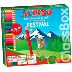 C0131992 ALPINO LÁPICES DE COLORES FESTIVAL CLASSBOX C/SURTIDOS PACK ECONOMY CAJA 288 UD