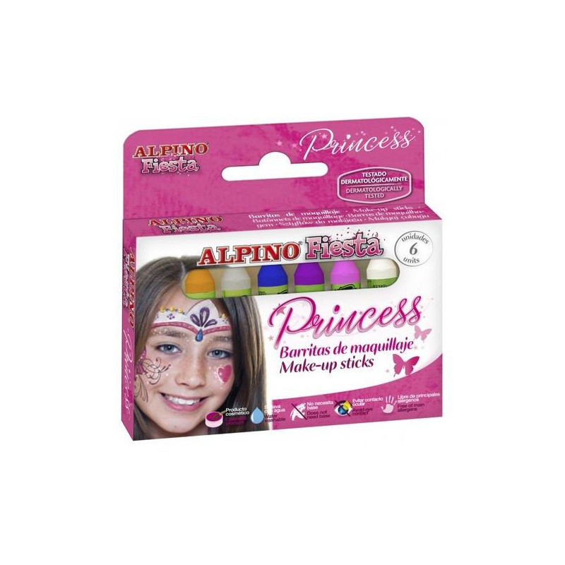 DL000112 ALPINO MAQUILLAJE EN BARRA FIESTA PRINCESS ESTUCHE DE 6 C/SURTIDOS