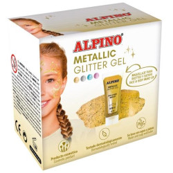 DL000612 ALPINO GEL CON PURPURINA METALLIC GLITTER CAJA 6U ORO