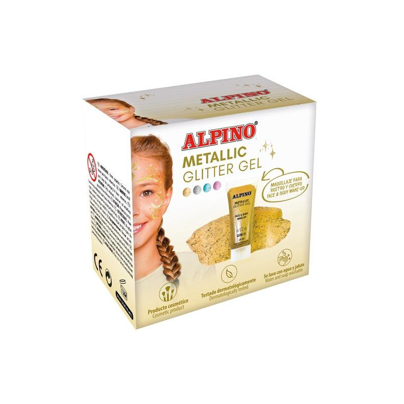 DL000612 ALPINO GEL CON PURPURINA METALLIC GLITTER CAJA 6U ORO