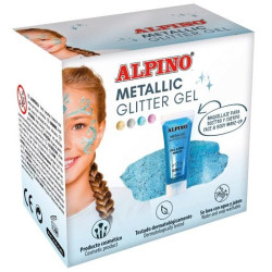 DL000613 ALPINO GEL CON PURPURINA METALLIC GLITTER CAJA 6U AZUL