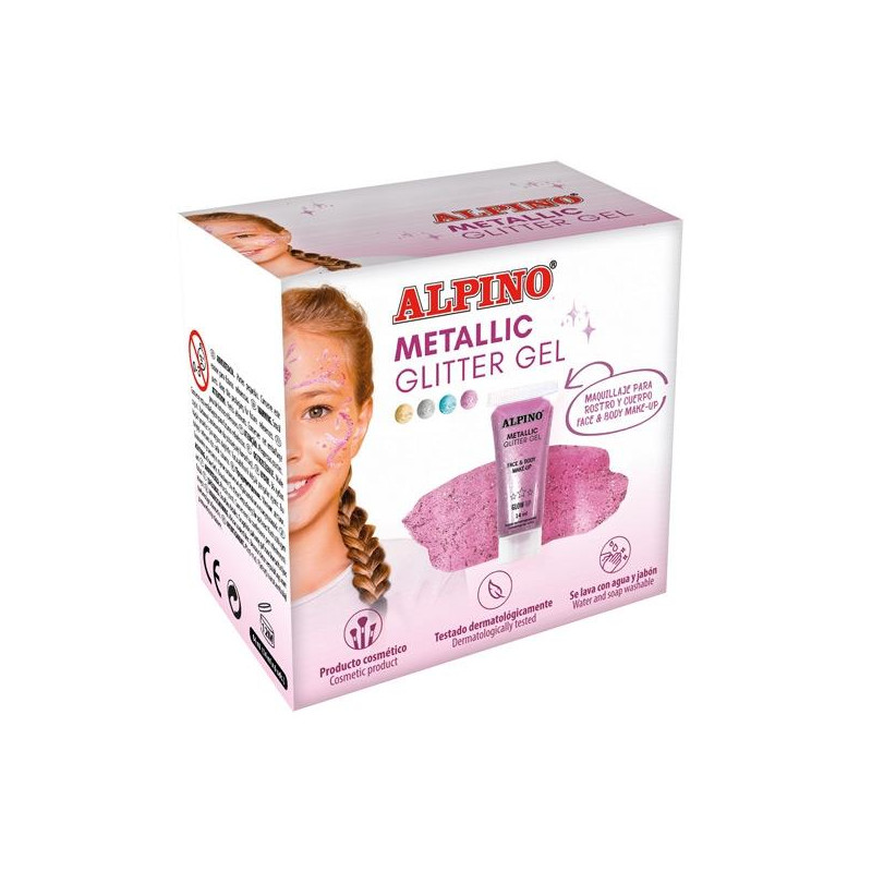 DL000614 ALPINO GEL CON PURURINA METALLIC GLITTER CAJA 6U ROSA