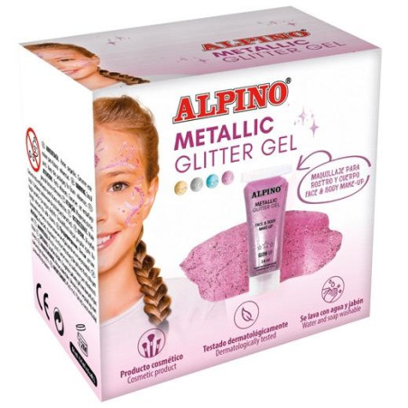 DL000614 ALPINO GEL CON PURURINA METALLIC GLITTER CAJA 6U ROSA