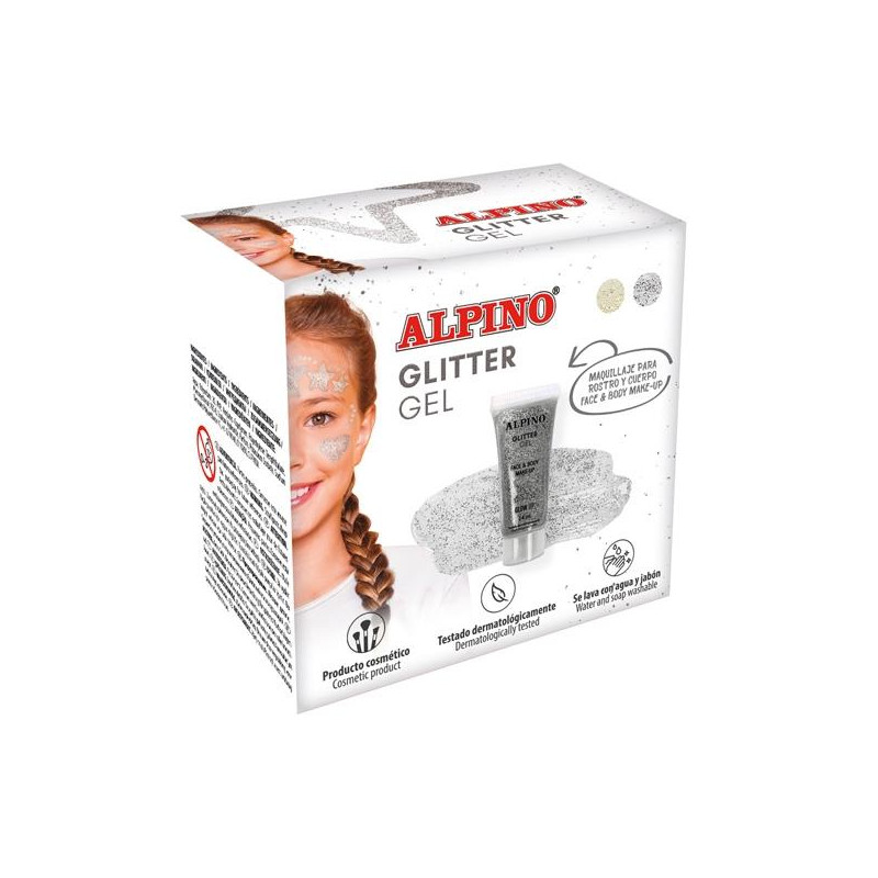 DL000615 ALPINO GEL TRANSPARENTE CON PURPURINA GLITTER CAJA 6U PLATA