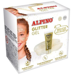 DL000616 ALPINO GEL TRANSPARENTE CON PURPURINA GLITTER CAJA 6U ORO