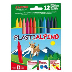 PA000012 ALPINO CERAS PLÁSTICAS PLASTIALPINO 115MM NO MANCHAN ESTUCHE DE 12 C/SURTIDOS