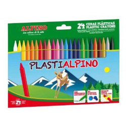 PA000024 ALPINO CERAS PLÁSTICAS PLASTIALPINO 115MM NO MANCHAN ESTUCHE DE 24 C/SURTIDOS