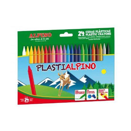 PA000024 ALPINO CERAS PLÁSTICAS PLASTIALPINO 115MM NO MANCHAN ESTUCHE DE 24 C/SURTIDOS