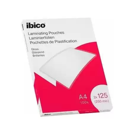 627318 IBICO FUNDAS DE PLASTIFICAR 2X125 MICRAS A4 BRILLO PACK 100 UD