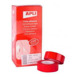 12272 APLI CINTA ADHESIVA SILENCIOSA ROLLO 19MM X 33M PP CAJA 8 UD ROJO