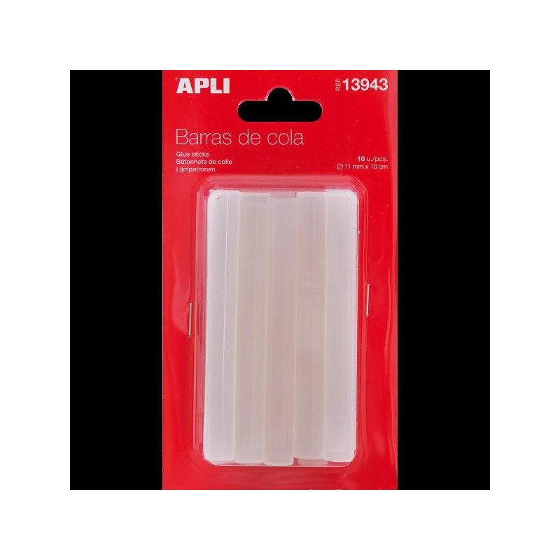 13943 APLI BARRAS DE COLA PARA PISTOLA DE TERMOFUSIBLE TRANSPARENTES Ø11MM X 10CM -10U-