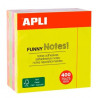 10974 APLI CUBO DE NOTAS ADHESIVAS FUNNY 75X75MM CUBO DE 400H COLORES FLUORESCENTES SURTIDOS