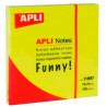 11897 APLI BLOC NOTAS ADHESIVAS FUNNY REPOSICIONABLES 100H 75X75 AMARILLO FLUORESCENTE PACK 12 UD