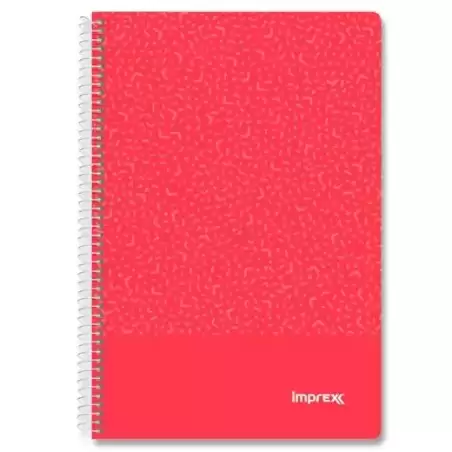IMP0100 IMPREX CUADERNO ESPIRAL TAPA PP FOLIO 80H 90GR 4X4 ROJO