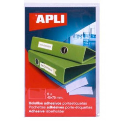 02613 APLI BOLSILLOS ADHESIVOS PORTAETIQUETAS 45X75MM BOLSA DE 6 TRANSPARENTE