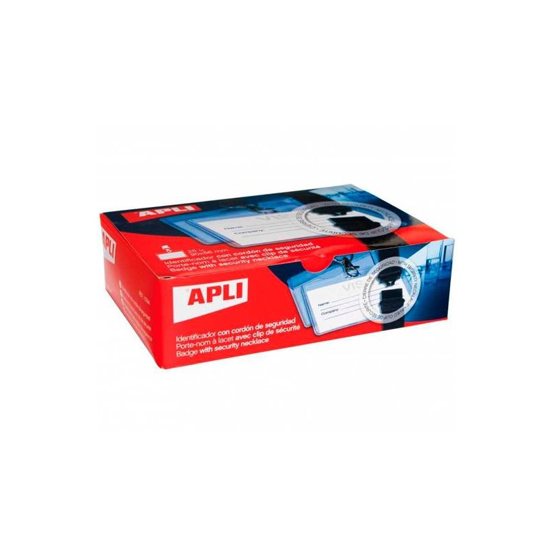 11744 APLI CAJA DE 25 IDENTIFICADOR HORIZONTAL 90X56MM CON CORDÓN DE SEGURIDAD