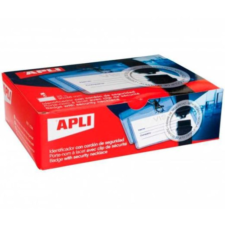 11744 APLI CAJA DE 25 IDENTIFICADOR HORIZONTAL 90X56MM CON CORDÓN DE SEGURIDAD