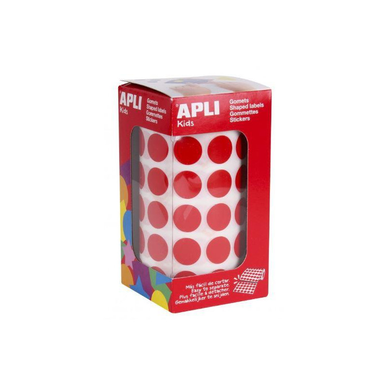 04857 APLI GOMETS REDONDOS 15MM ROLLO ROJO -ROLLO 2832 UNIDADES-