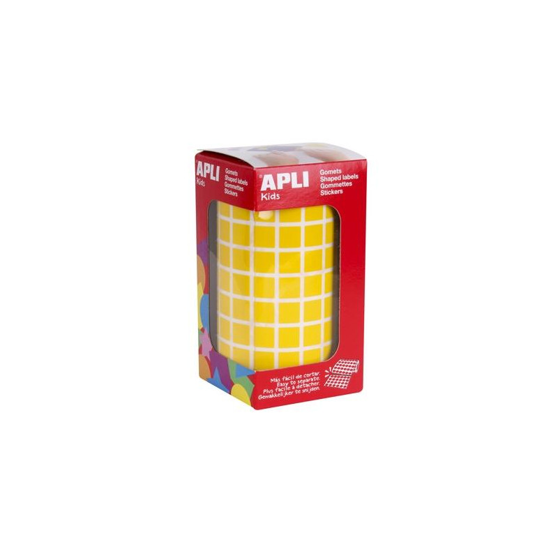 04871 APLI GOMETS CUADRADOS 10MM ROLLO AMARILLO -ROLLO 6372 UNIDADES-