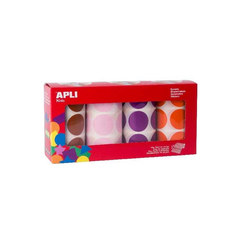 102411 APLI GOMETS REDONDOS Ø33MM PACK DE 4 ROLLOS COLORES MARRÓN