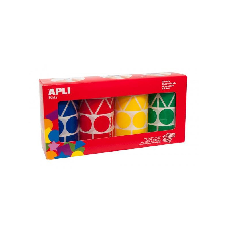 10753 APLI GOMETS GEOMÉTRICOS CAJA 4 ROLLOS FORMAS Y COLORES SURTIDOS -5428 UNIDADES-