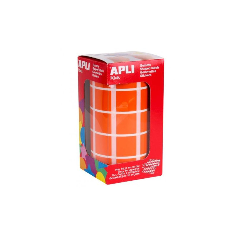 11498 APLI GOMETS CUADRADOS 20MM ROLLO NARANJA -ROLLO 1770 UNIDADES-