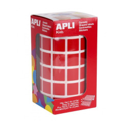 12477 APLI GOMETS CUADRADOS 15MM ROLLO ROJO -ROLLO 2832 UNIDADES-